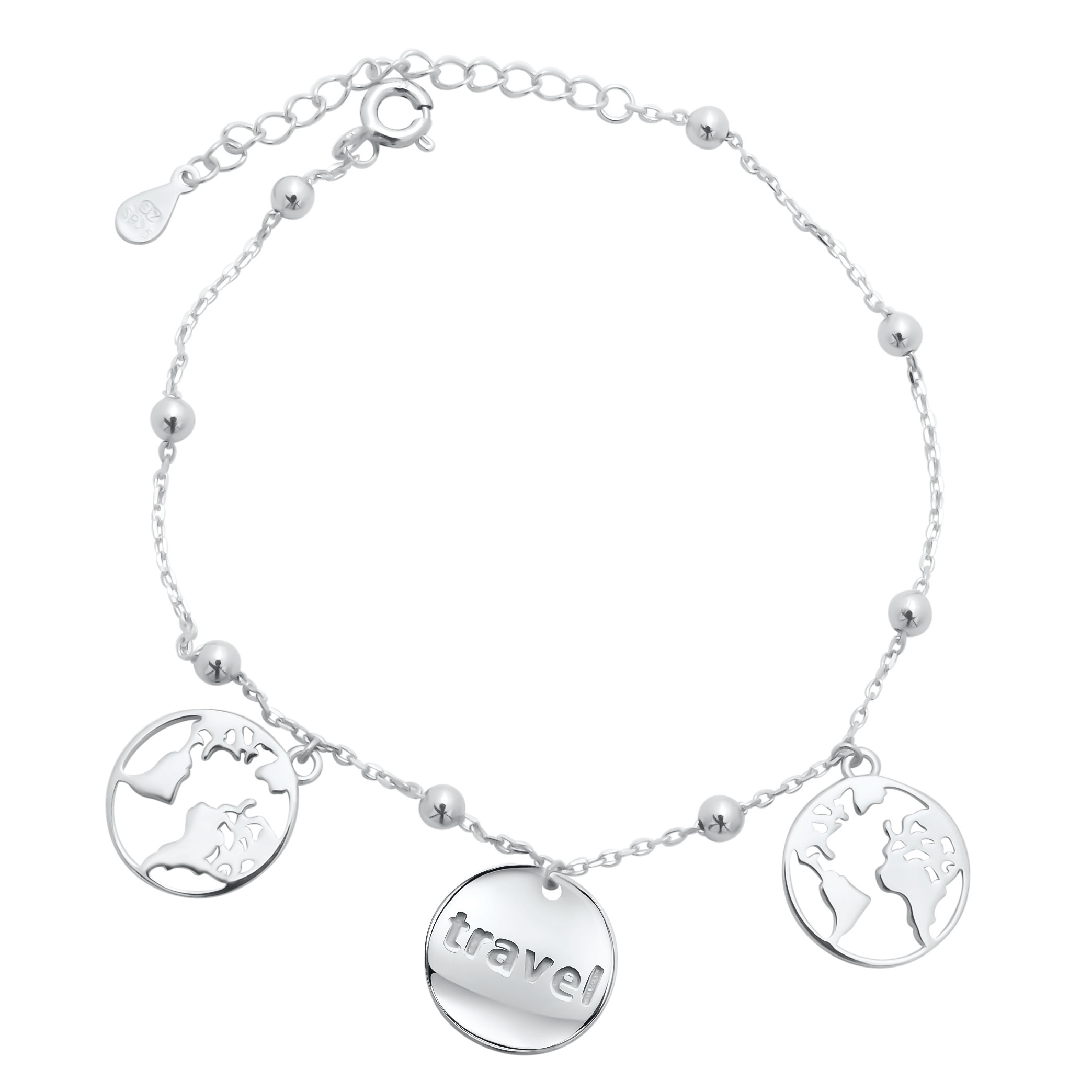 Weltkarte Armband Damen Schmuck Armkette Bracelet Gold/Silver/Silber 