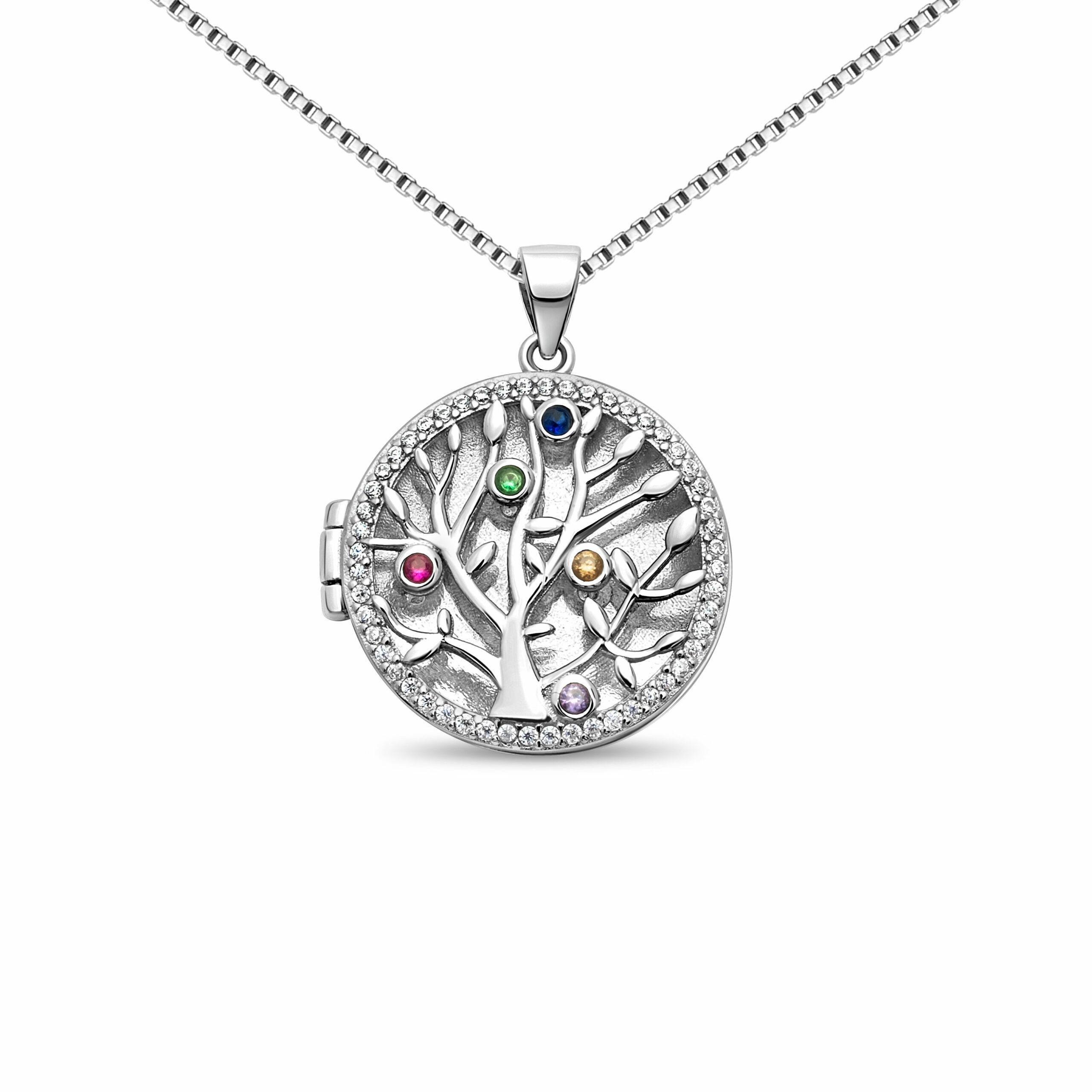 Medaillon Halskette 925 Sterling Silber Lebensbaum Foto Bilder Kette Anhänger Halskette Oxidiert Baum des Lebens Amulett Familie für Damen Mädchen Mutter 