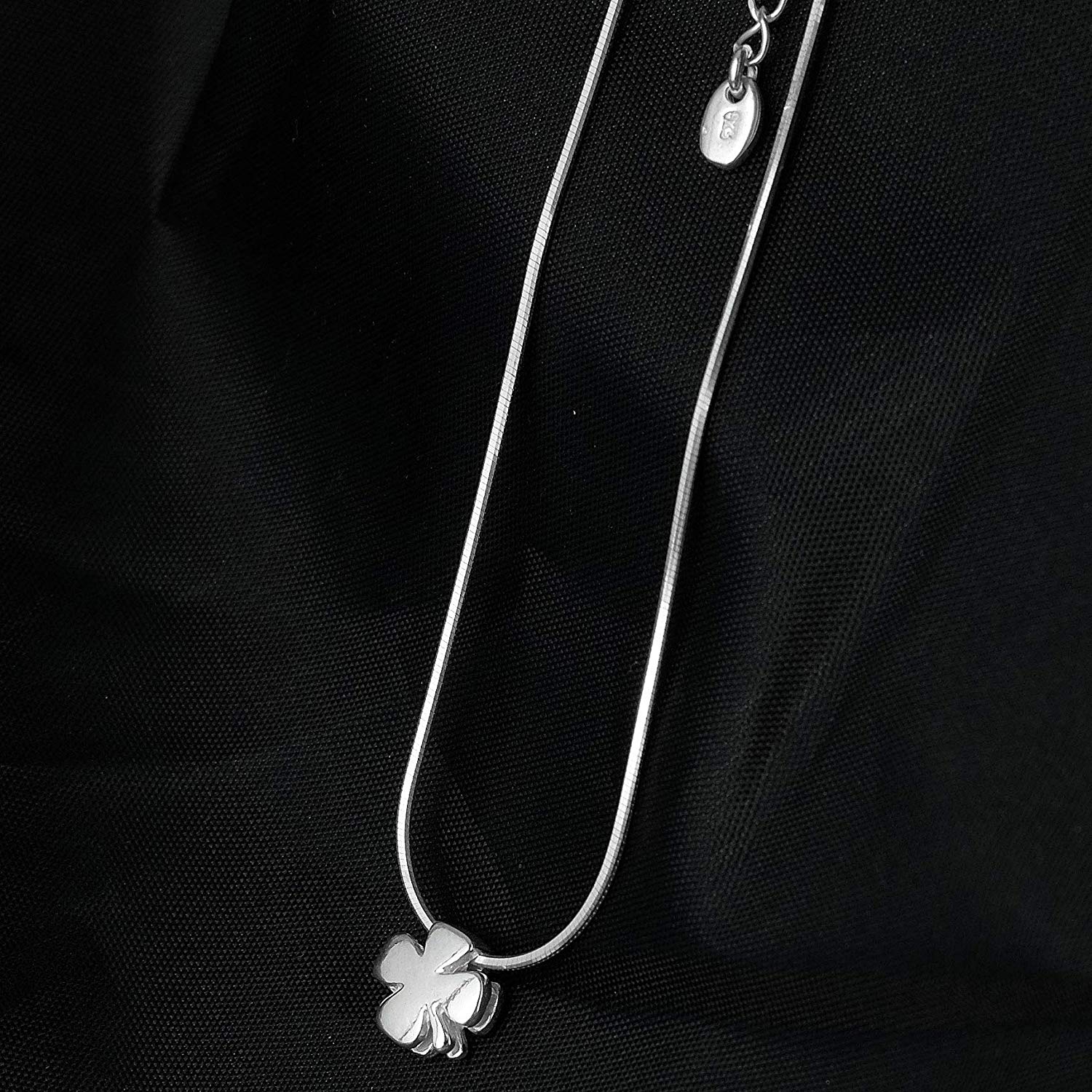 Glücksklee Blatt Kette - Kleeblatt Silber #2113 925 - Schmuck Damen Glücksbringer Silberkette