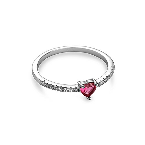 Herzen Ring 925er Sterling Silber Zirkonia Damen Pink #1835 -