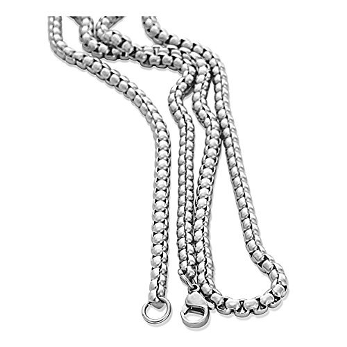 Schmuck Kette, Edelstahl Halskette, Silber - Breite 5mm - Laenge 70cm R3R7 ZS 4X 