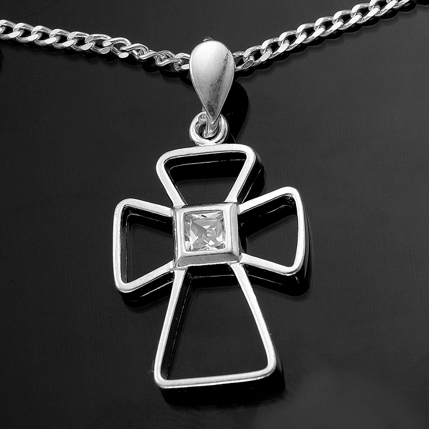 Kreuz mit Verschiedene Halskette 45cm Taufe, Model Silber, Anhänger #1751 Venezianer Jesus - 925